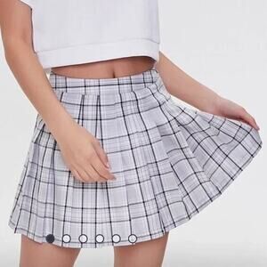 Forever 21 Grey Pleated Plaid Mini Skirt Size 3XL NWT Vintage Grunge Clueless
